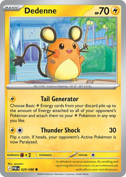 Dedenne, Pokémon card POR 029 — Perfect Order set
