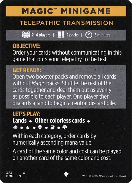 Telepathic Transmission // Telepathic Transmission (cont'd), carte Magic MDMU 3 — extension Dominaria United Minigames