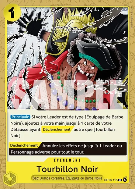 Tourbillon Noir, carte One Piece OP16-115 — extension L'HEURE DE LA BATAILLE DÉCISIVE