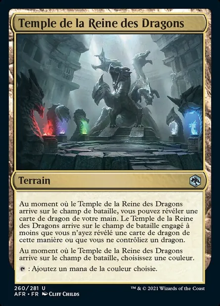 Temple de la Reine des Dragons, carte Magic AFR 260 — extension Forgotten Realms: Aventures dans les Royaumes Oubliés