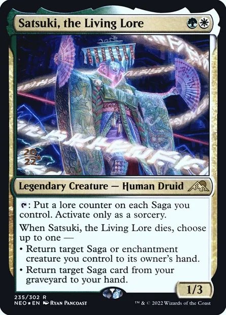 Satsuki, la sapience vivante, carte Magic PNEO 235s — extension Kamigawa: Neon Dynasty Promos