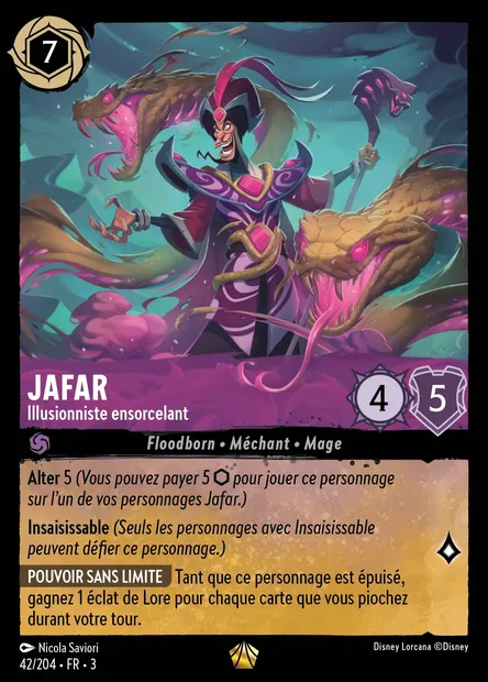 Jafar - Illusionniste ensorcelant, carte Disney Lorcana CH3-042 — extension Les Terres d'Encres