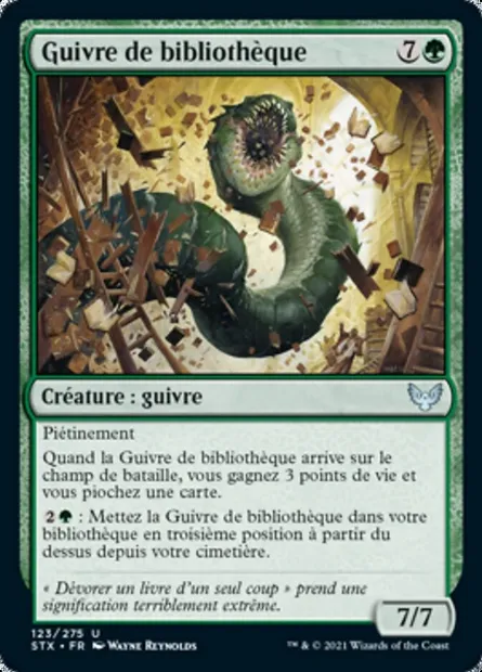 Guivre de bibliothèque, carte Magic STX 123 — extension Strixhaven: l'Académie des Mages
