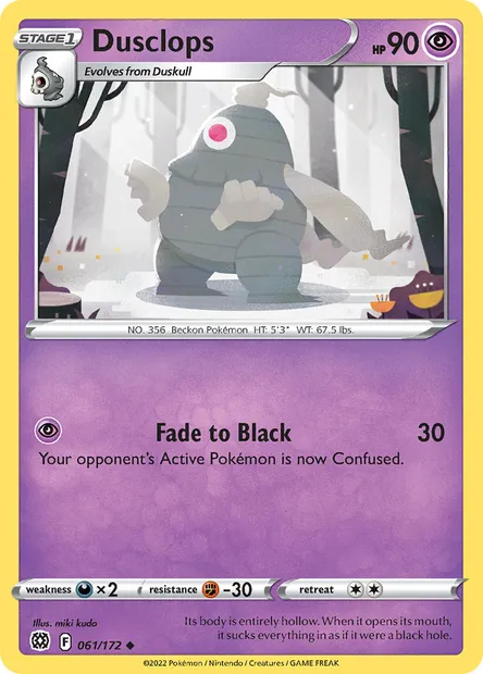 Dusclops, Pokémon card BRS 061 — Brilliant Stars set