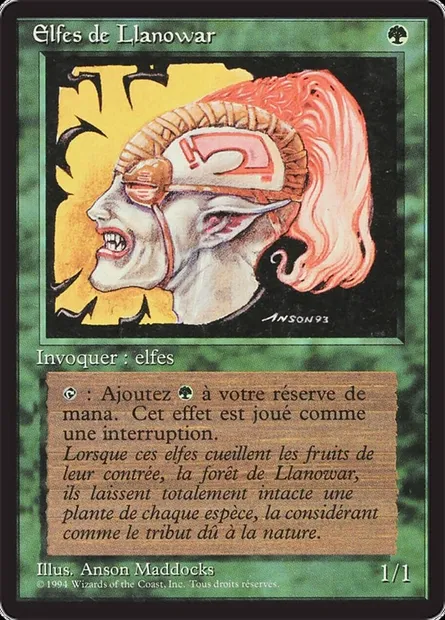 Llanowar Elves, Magic card FBB 211 — Foreign Black Border set