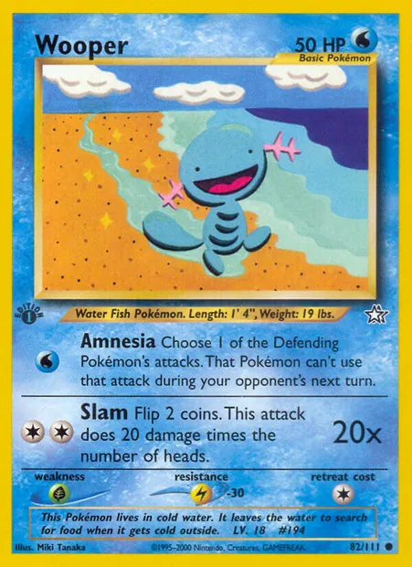 Wooper, Pokémon card NG 82 — Neo Genesis set