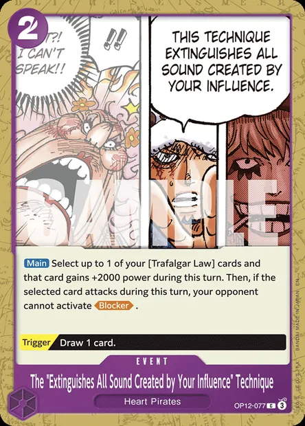 The "Extinguishes All Sound Created by Your Influence" Technique, One Piece card OP12-077 — LEGACY OF THE MASTER set