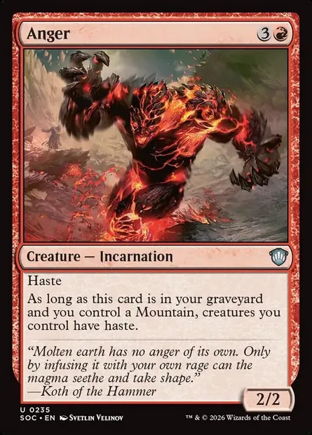 Anger, Magic card SOC 235 — Secrets of Strixhaven Commander set