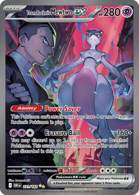 Team Rocket's Mewtwo ex, Pokémon card DRI 231 — Destined Rivals set