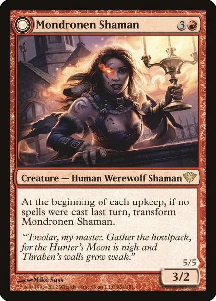 Mondronen Shaman // Tovolar's Magehunter, Magic card DKA 98 — Dark Ascension set