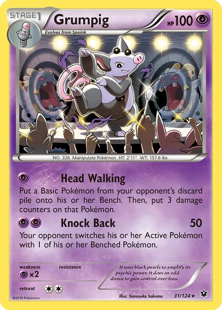 Grumpig, Pokémon card FCO 31 — Fates Collide set
