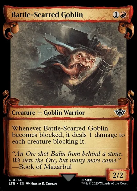 Gobelin balafré au combat, carte Magic LTR 566 — extension Le Seigneur des Anneaux : chroniques de la Terre du Milieu