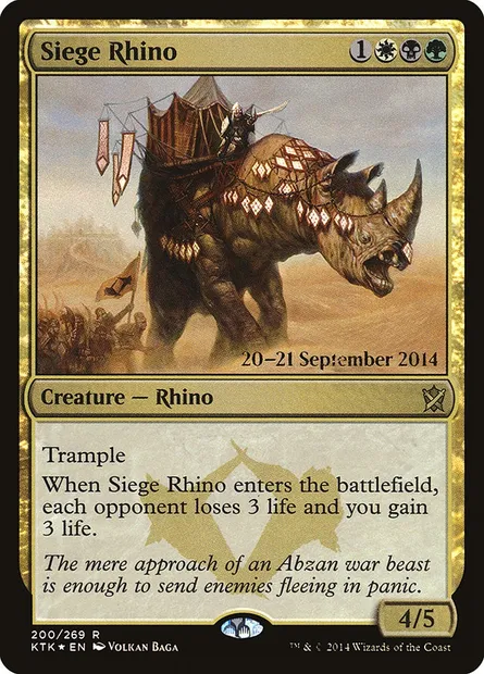 Siege Rhino, Magic card PKTK 200s — Khans of Tarkir Promos set