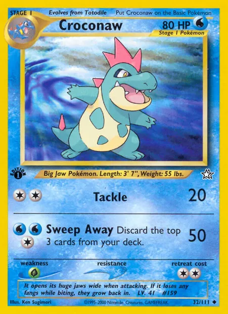 Croconaw, Pokémon card NG 32 — Neo Genesis set