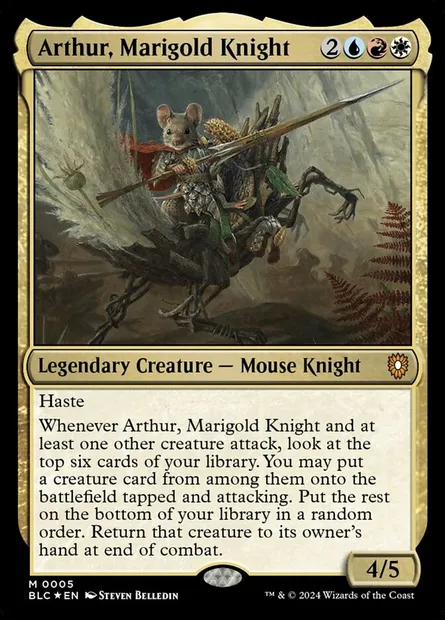Arthur, Marigold Knight, Magic card BLC 5 — Bloomburrow Commander set