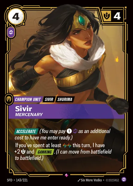 Sivir, Riftbound card SFD 143 — Spiritforged set