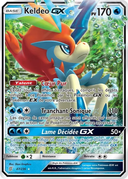 Keldeo GX, carte Pokémon UNM 47 — extension Harmonie des Esprits