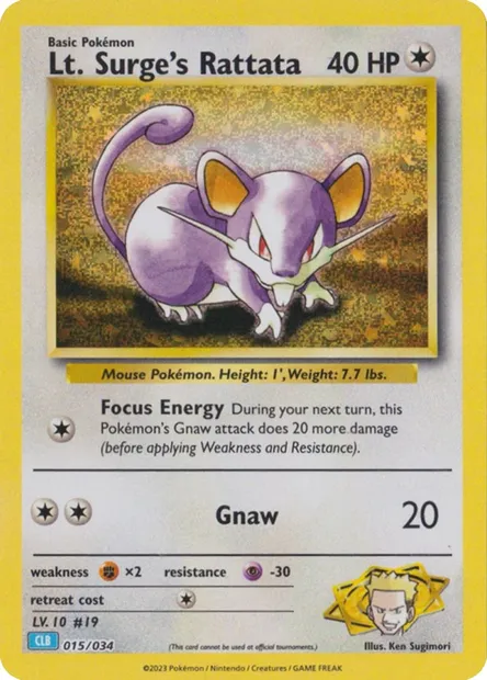 Lt. Surge's Rattata, Pokémon card CLB 015 — Pokémon TCG Classic: Blastoise & Suicune ex Deck set