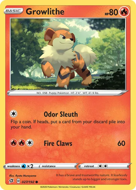 Growlithe, Pokémon card RCL 27 — Rebel Clash set