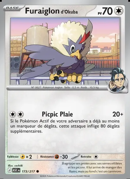 Furaiglon d'Okuba, carte Pokémon ASC 173 — extension Héros Transcendants