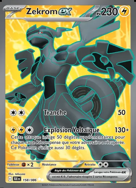 Zekrom-ex, carte Pokémon BLK 158 — extension Foudre Noire