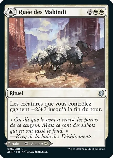 Ruée des Makindi // Mesas des Makindi, carte Magic ZNR 26 — extension Renaissance de Zendikar