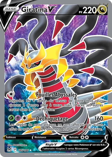 Giratina V, carte Pokémon LOR 185 — extension Origine Perdue