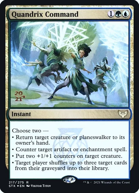 Commandement de Quandrix, carte Magic PSTX 217s — extension Strixhaven: School of Mages Promos