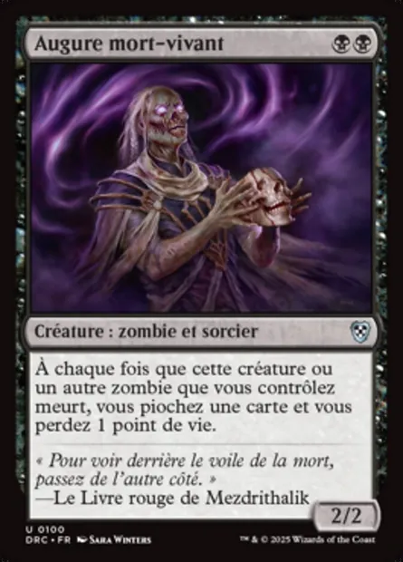 Augure mort-vivant, carte Magic DRC 100 — extension Aetherdrift Commander