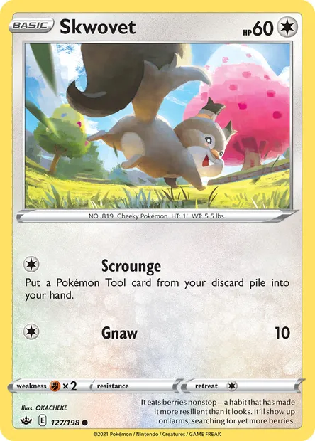 Skwovet, Pokémon card CRE 127 — Chilling Reign set