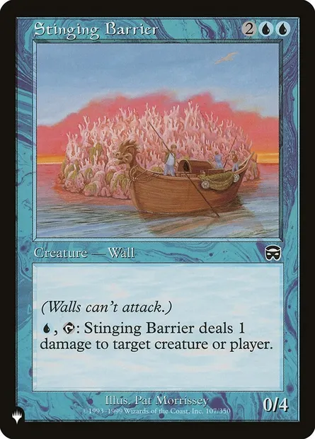 Stinging Barrier, Magic card PLST MMQ-107 — The List set