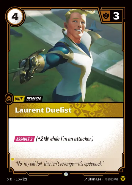 Laurent Duelist, Riftbound card SFD 156 — Spiritforged set