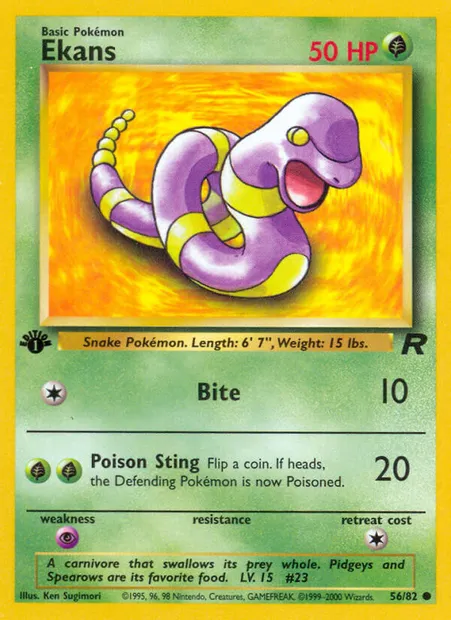 Ekans, Pokémon card TR 56 — Team Rocket set