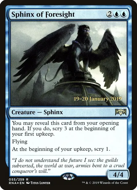 Sphinx des prévisions, carte Magic PRNA 55s — extension Ravnica Allegiance Promos