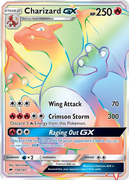 Charizard GX, Pokémon card BUS 150 — Burning Shadows set
