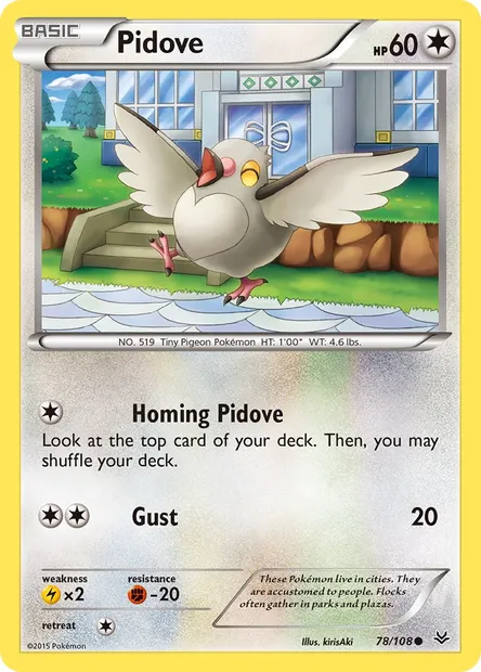 Pidove, Pokémon card ROS 78 — Roaring Skies set