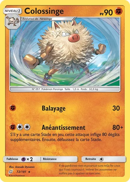 Colossinge, carte Pokémon TEU 72 — extension Duo de Choc