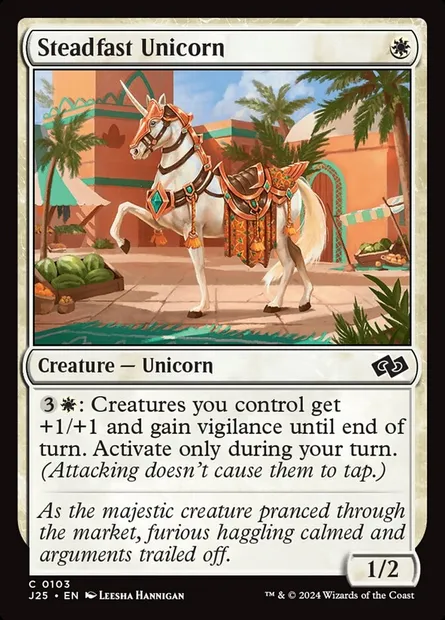 Steadfast Unicorn, Magic card J25 103 — Foundations Jumpstart set