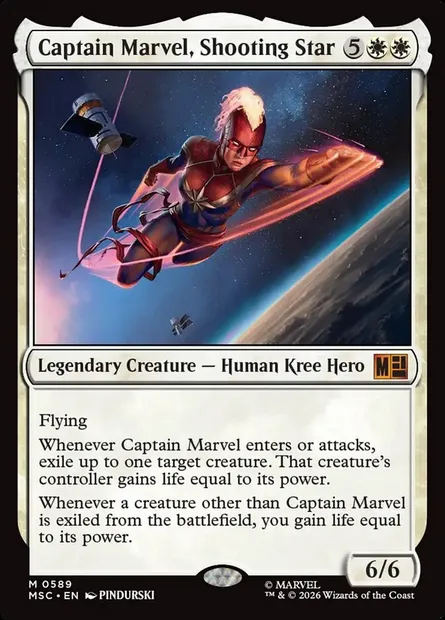 Captain Marvel, Shooting Star, Magic card MSC 589 — Marvel Super Heroes Commander set