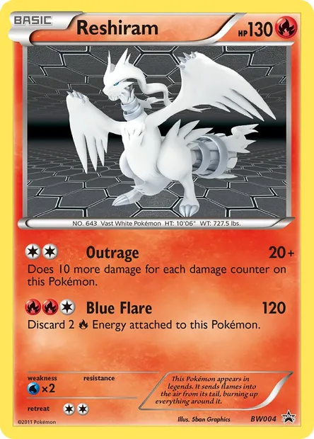 Reshiram, Pokémon card BW 04 — BW Black Star Promos set