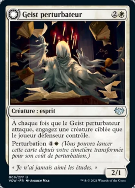 Geist perturbateur // Perturbation rusée, carte Magic VOW 9 — extension Innistrad : noce écarlate