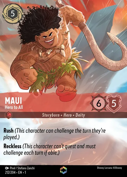 Maui - Hero to All, Disney Lorcana card CH1-212 — The First Chapter set