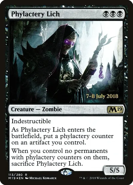 Liche aux phylactères, carte Magic PM19 113s — extension Core Set 2019 Promos
