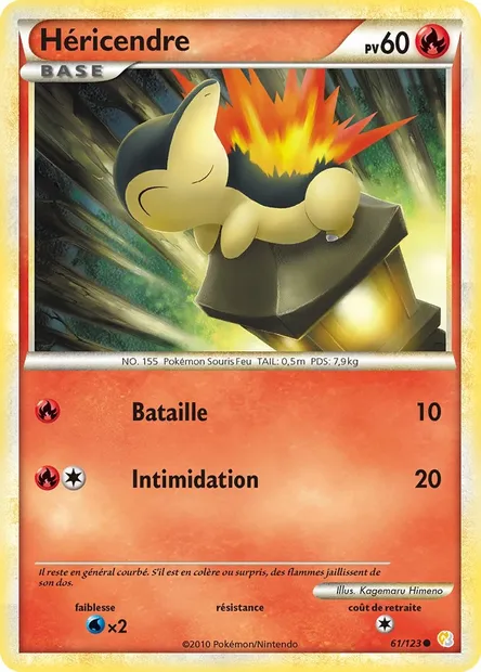 Héricendre, carte Pokémon HS 61 — extension HeartGold SoulSilver