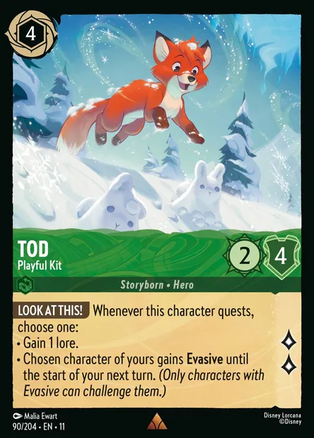 Tod - Playful Kit, Disney Lorcana card CH11-090 — Winterspell set