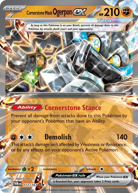 Cornerstone Mask Ogerpon ex, Pokémon card TWM 112 — Twilight Masquerade set