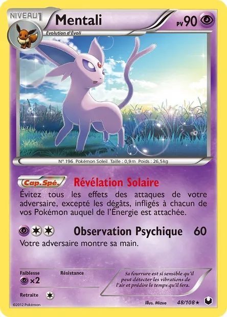 Mentali, carte Pokémon DEX 48 — extension Explorateurs Obscurs