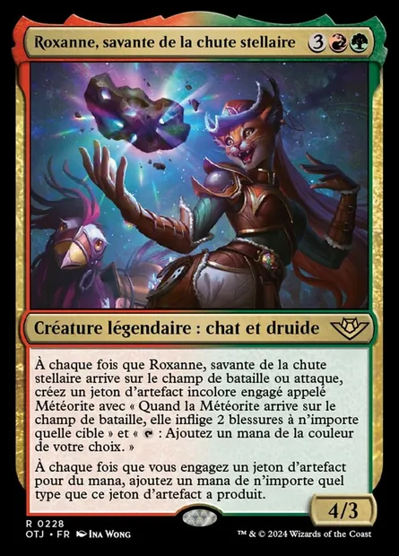 Roxanne, savante de la chute stellaire, carte Magic OTJ 228 — extension Outlaws of Thunder Junction