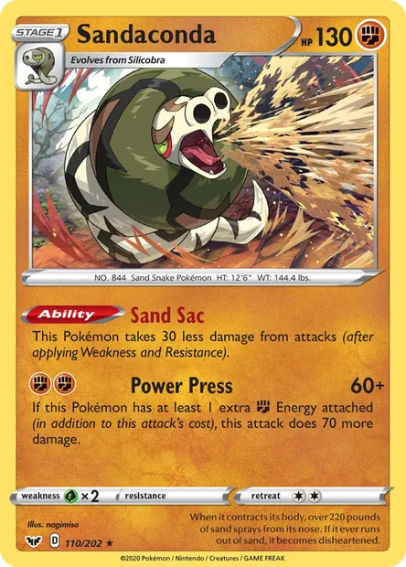 Sandaconda, Pokémon card SSH 110 — Sword & Shield set