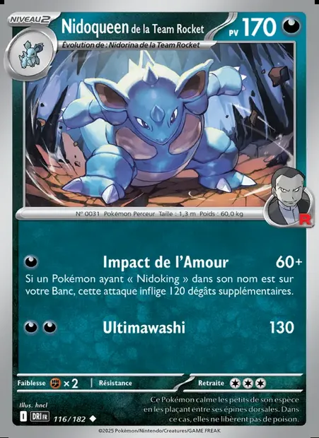 Nidoqueen de la Team Rocket, carte Pokémon DRI 116 — extension Rivalités Destinées